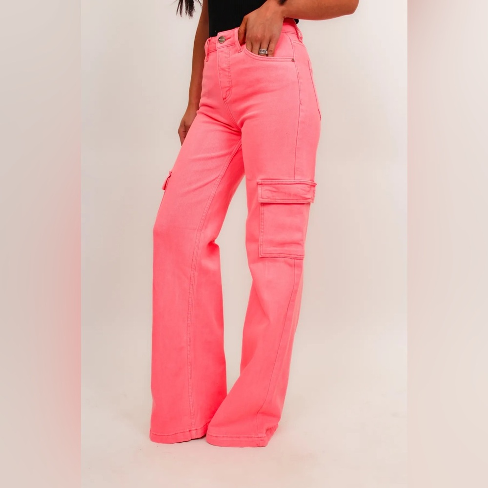 Risen High Rise Pink Cargo Jeans